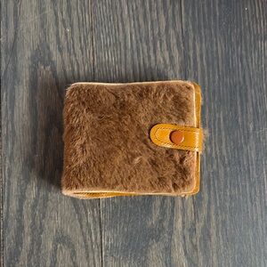 Brown Fur Wallet with Snap Closure